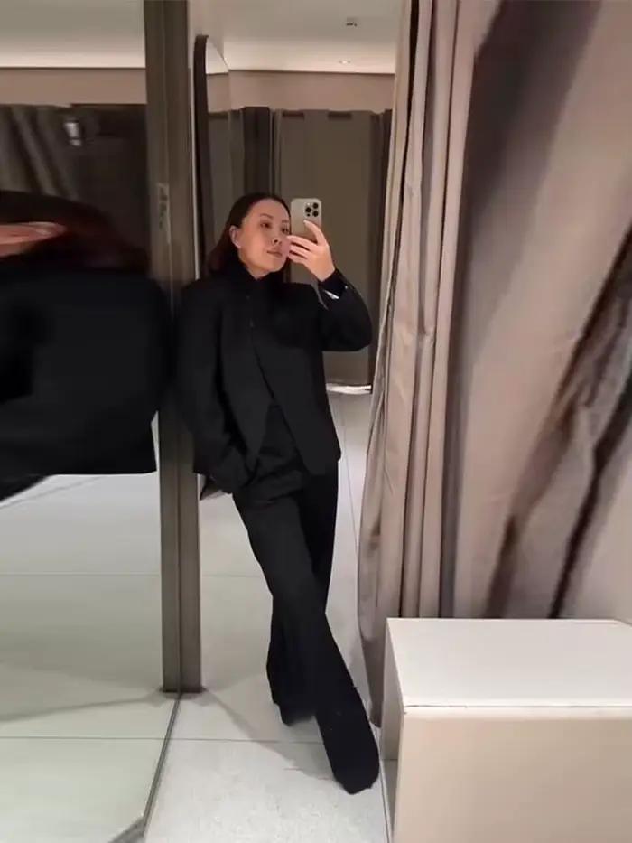 Ensemble blazer et pantalon femme col mandarin boutons asymétriques collection printemps automne 2026 pour femmes occassions spéciales