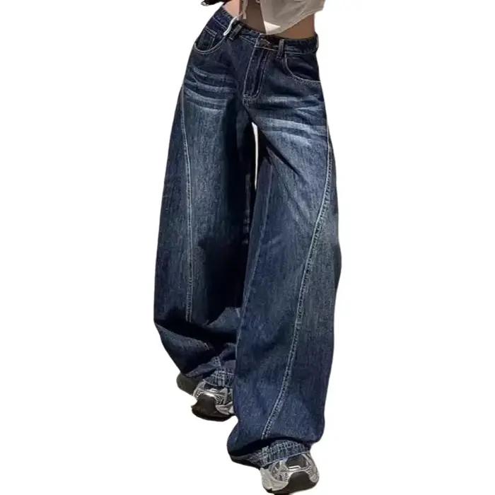 Jean taille haute à jambe large pour femme