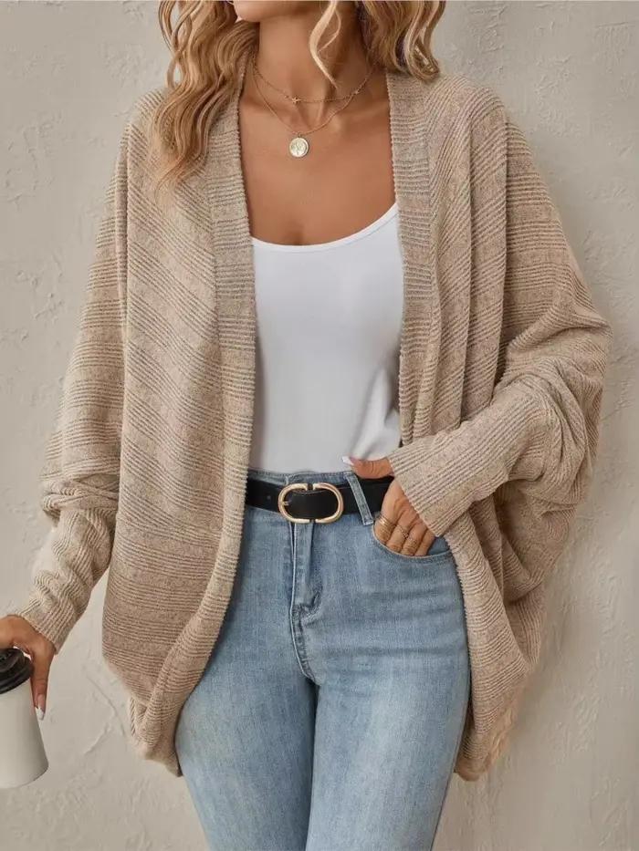 Cardigan tricoté à manches chauve-souris pour femme