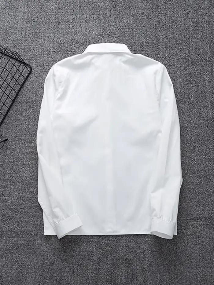 Zoki blanc femmes chemise mode à manches longues décontracté col rabattu femme Blouse poche ample bouton bureau dames élégant hauts