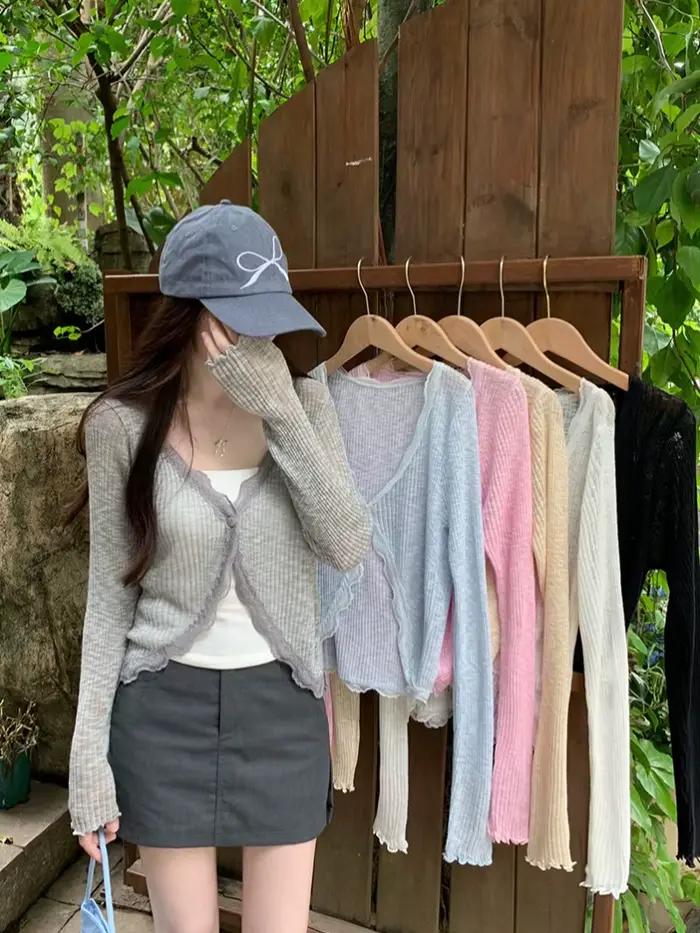 Cardigan en tricot côtelé pour femmes