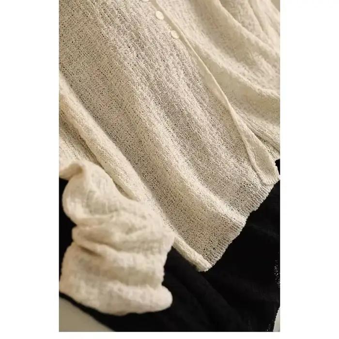 Cardigan fin en maille ajourée pour femme