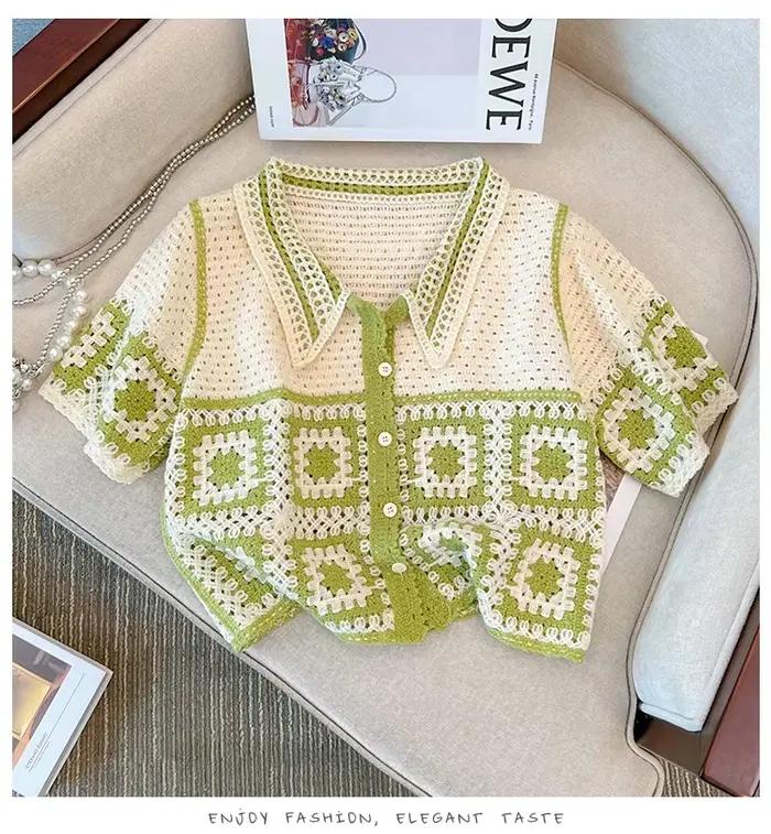 Granny – chemise carrée en Crochet pour femmes