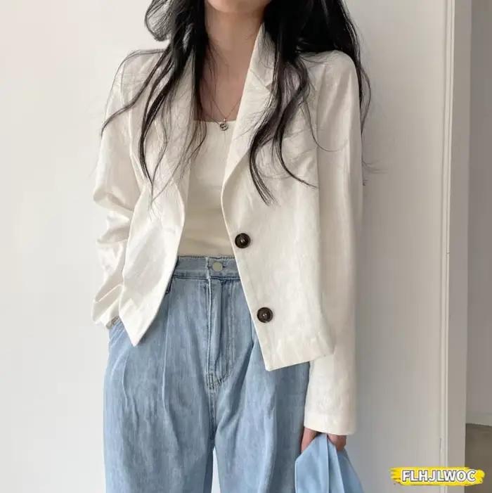 Blazer en coton et lin pour femme