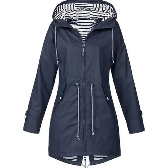 Trench léger et imperméable avec cordon de serrage pour femme