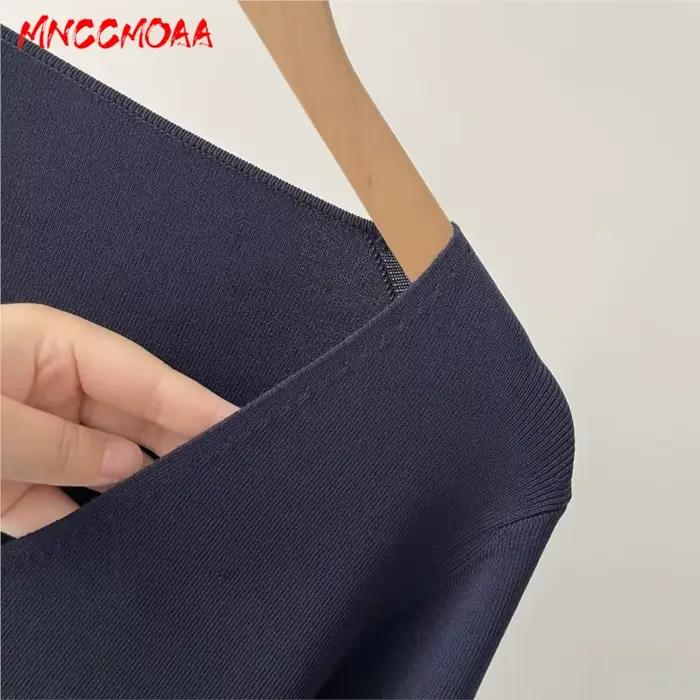 Cardigan en tricot bleu marine à col en V pour femme