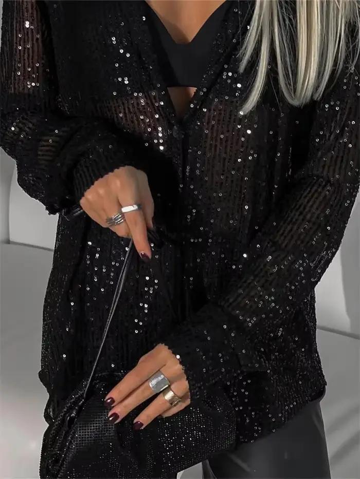 Tossy-Cardigan à Revers à Paillettes pour Femme