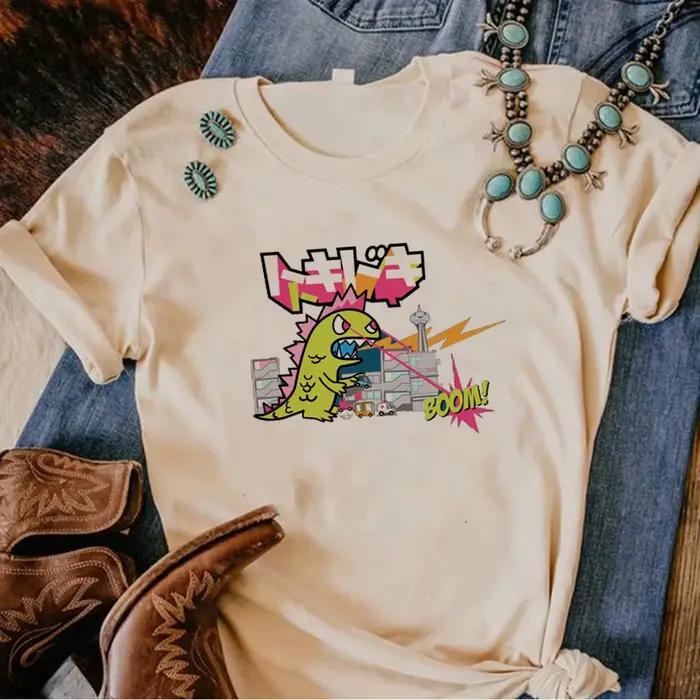 T-shirt dinosaure pour femmes junior style décontracté motif dessin animé pour toutes les occasions