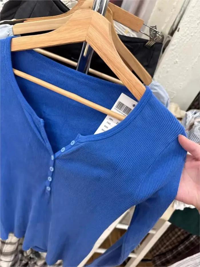 T-shirt Patchwork à manches longues pour femmes, coton côtelé, design unique, élégant et confortable pour les occasions spéciales