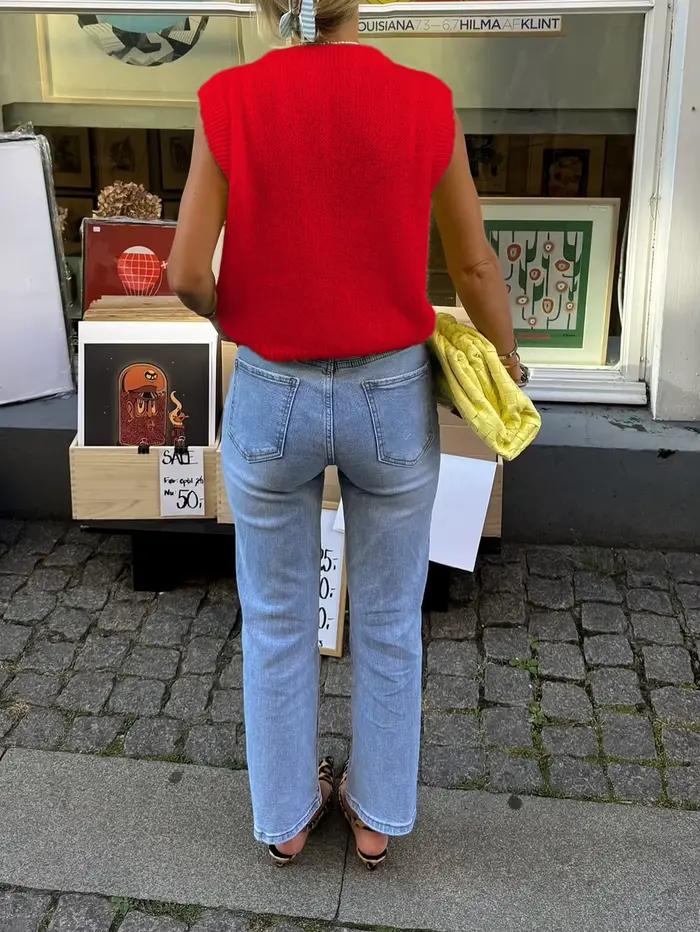Débardeur en tricot rouge sans manches pour femme