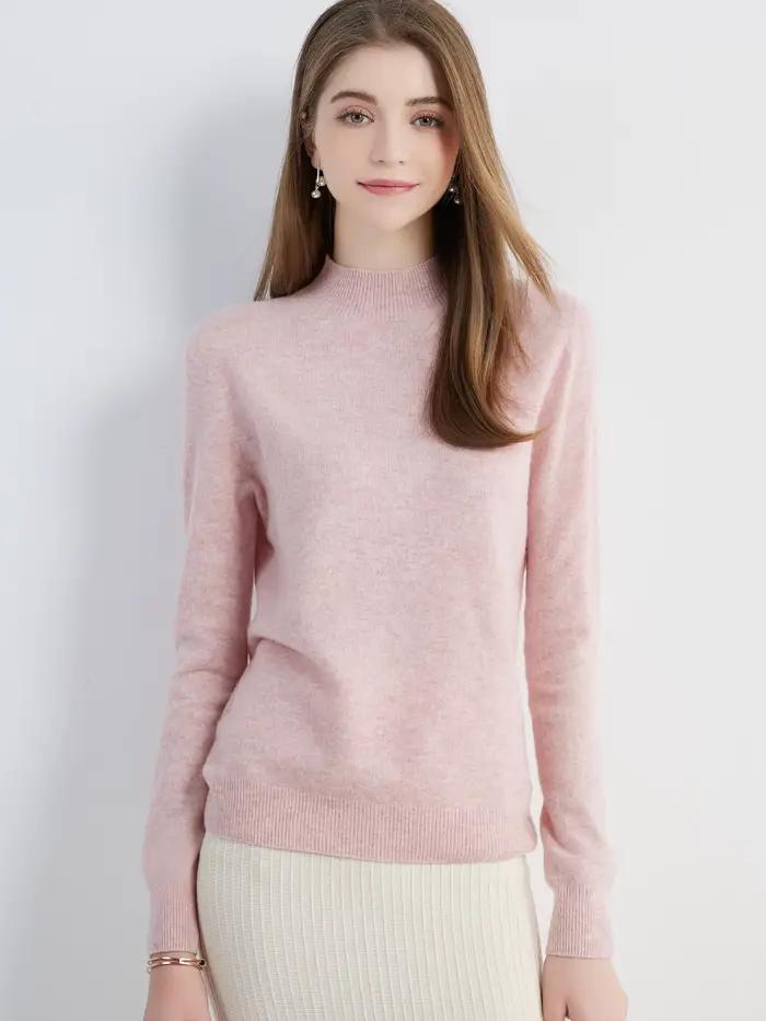 Nouveaux chandails à col roulé hauts pull femme laine tricots 100%