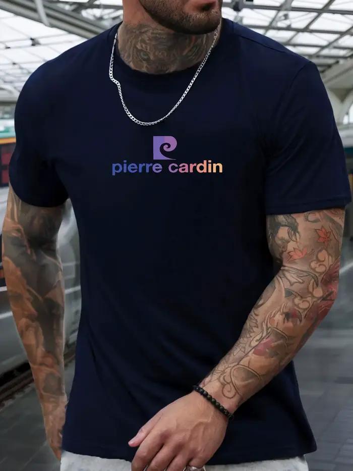 T-shirt à manches courtes pierre cardin chemise imprimée à motif 100 % coton pour hommes été col rond respirant mode