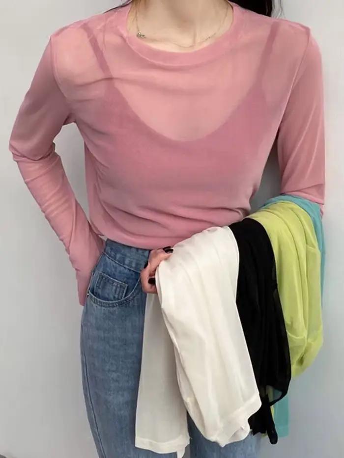 T-shirt féminin transparent à manches courtes, drap fin, léger et extensible, pour femmes, idéal pour sorties nocturnes et occasions spéciales