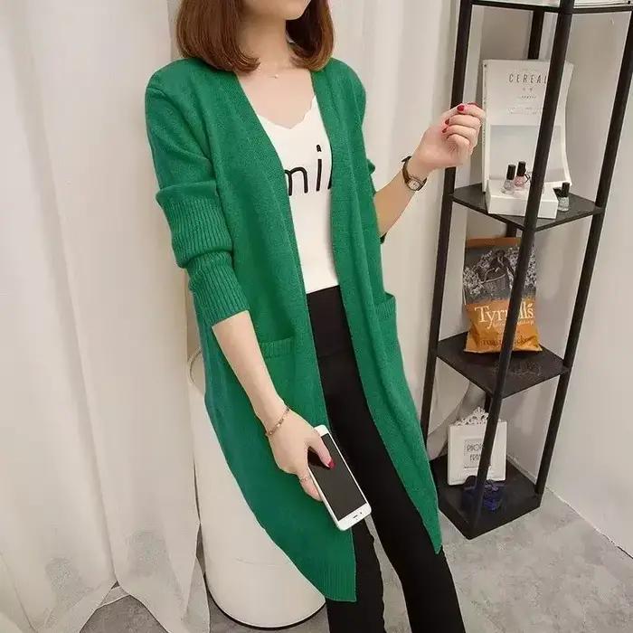 Cardigan Harajuku Femme Tricoté Bleu Ciel Mode Automne Hiver Bureau Décontracté Occasions Spéciales