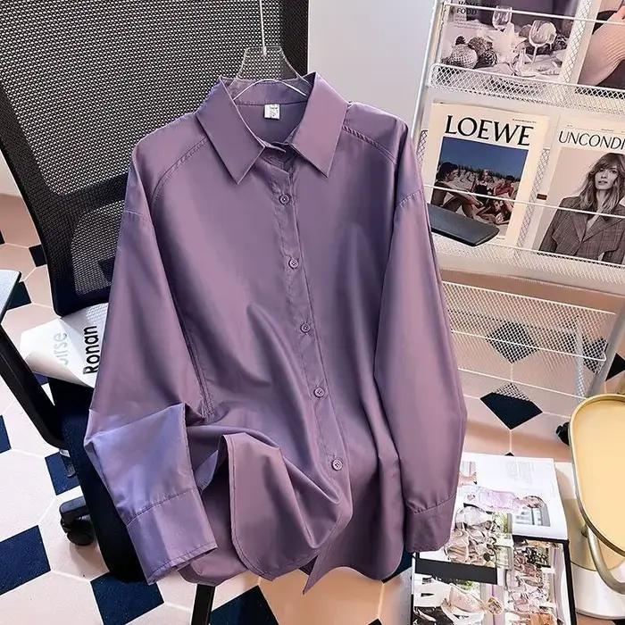 Vêtements pour femmes couleur unie élégant nouvelle chemise violette