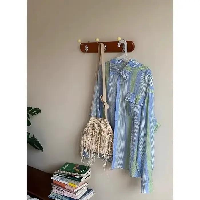 Chemise surdimensionnée à motifs bleu vert pour femme décontractée printemps automne voyage usage quotidien