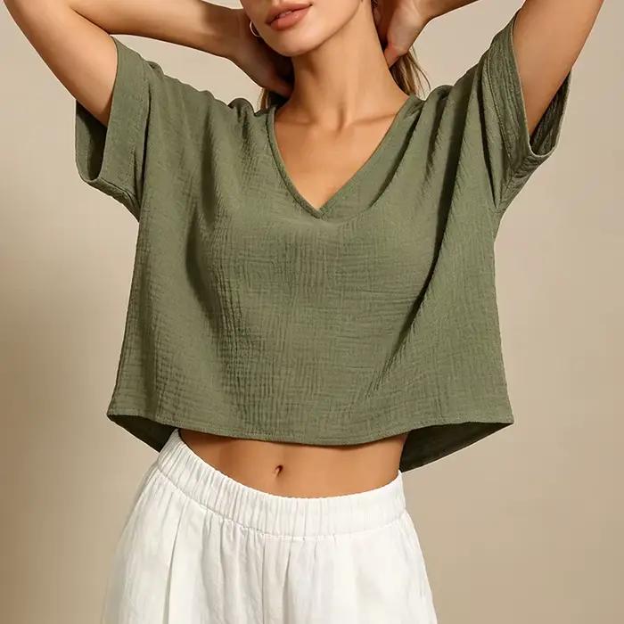 Haut en mousseline de coton chic pour femme