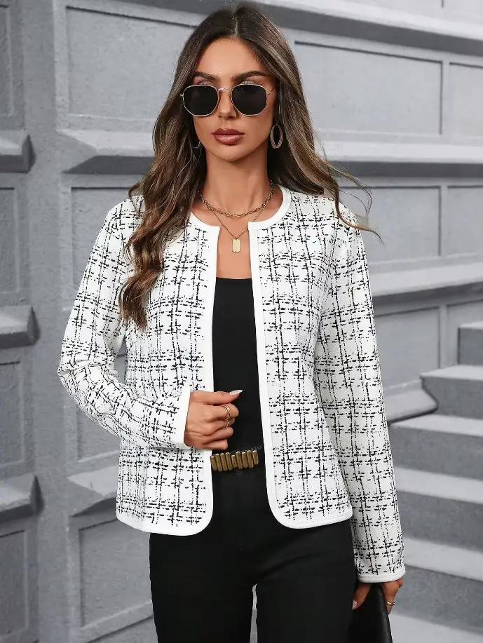 Cardigan tricoté à col rond style français