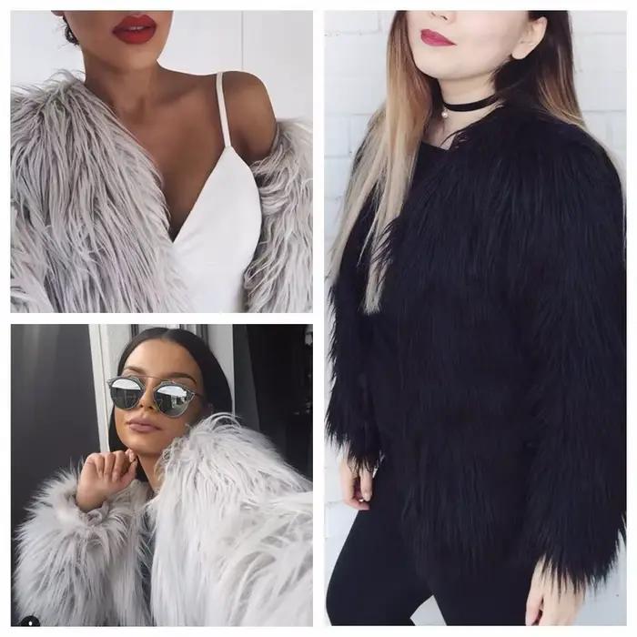 Manteau en Fausse Fourrure pour Femme