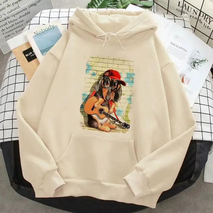 Teckel sweat à capuche pour femme haut à manches longues années 90 anime