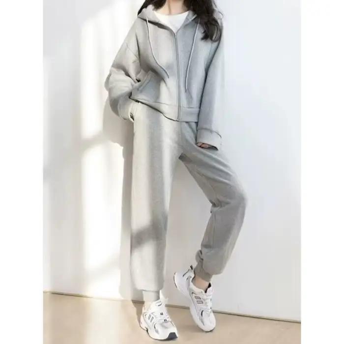 Ensemble sweat à capuche gris pour femmes
