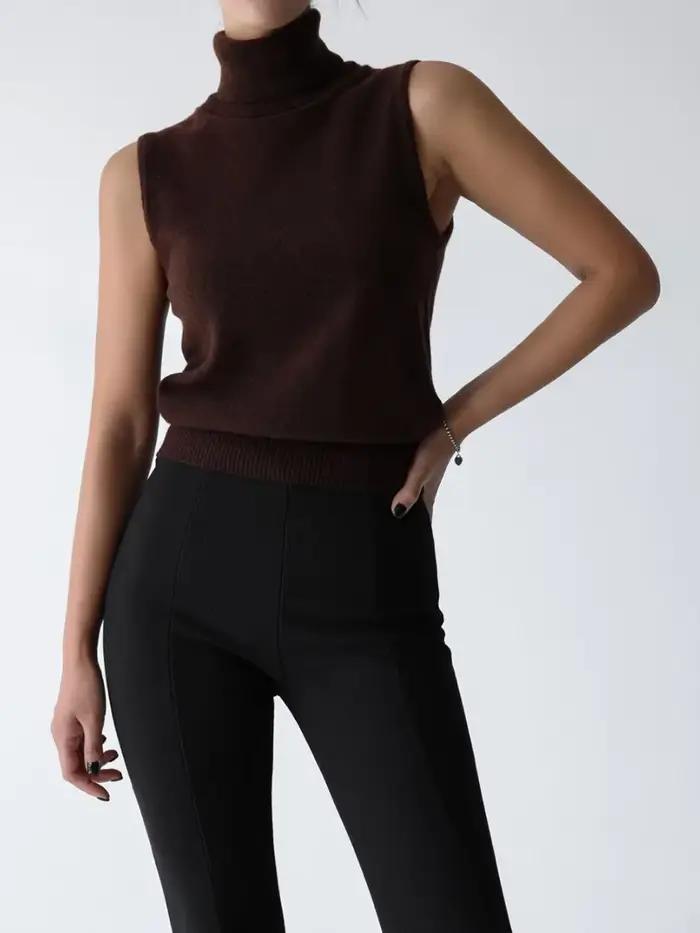 Débardeur col roulé de Blubelle en polyester, nylon et viscose pour femmes d'âge moyen, style bureau, coupe ajustée, tissu doux et extensible pour toutes les occasions