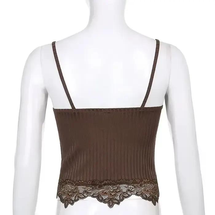 Débardeurs en dentelle patchwork style gothique 2026 pour femmes