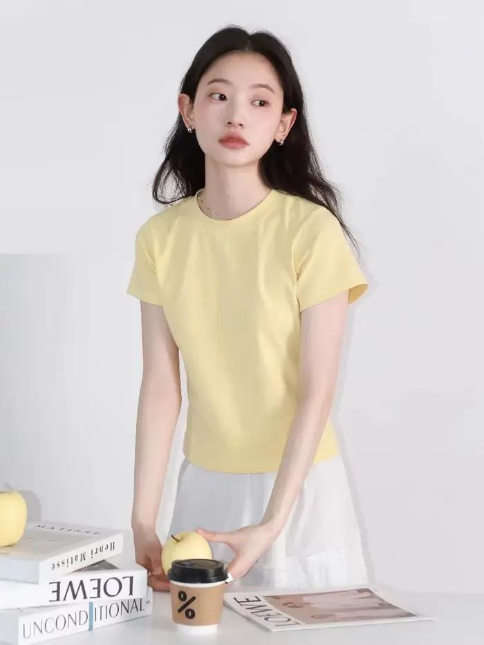 CHIC VEN nouvelles femmes T-Shirts ample décontracté col rond basique à manches courtes fille