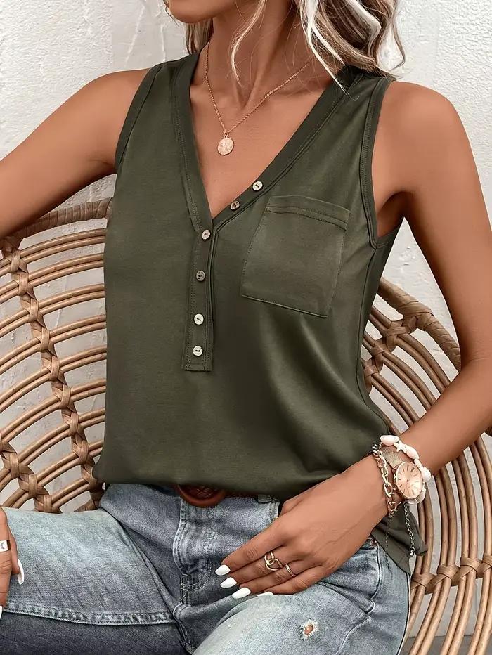 Gilet vert olive pour femme décontracté et élégant, style classique, polyester, élasthanne et viscose, pour la plage et les sorties estivales