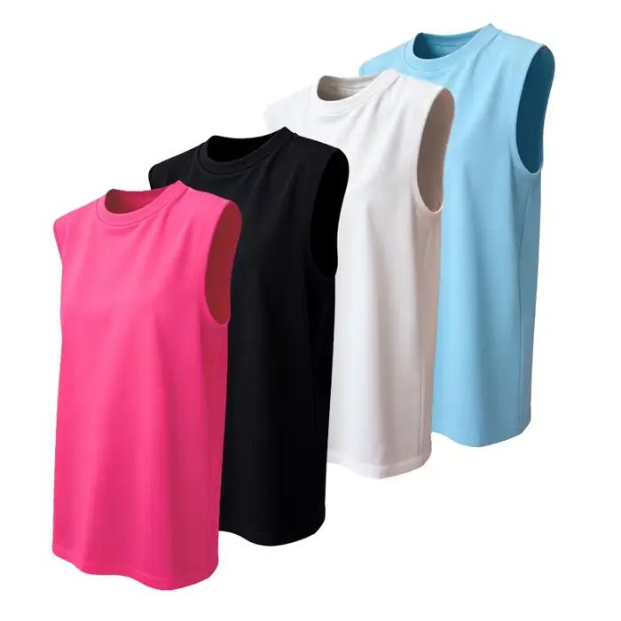Vêtements pour femmes T-shirt sans manches été coupe ample gilet col rond débardeur confortable respectueux de la peau flatteur pour un Style quotidien