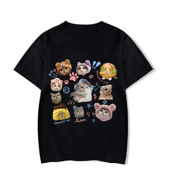 Blouse Kawaii Chaton Imprimé Vintage pour Femmes Occasions Spéciales Polyester Décontracté