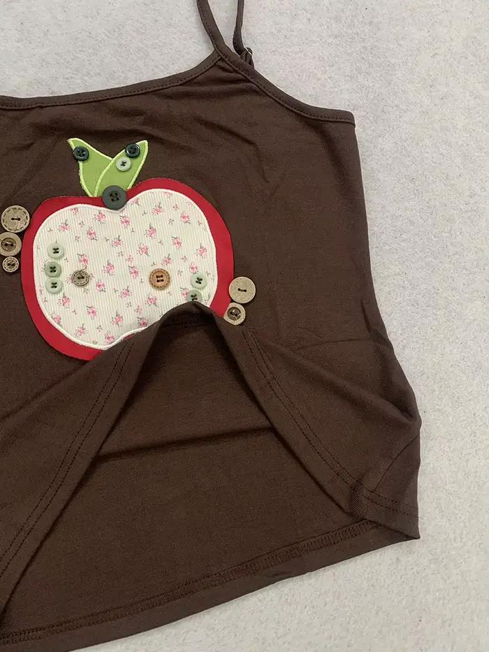 Débardeur Cami Marron Femme Tendance Y2K Vintage Décontracté avec Bretelles Fines Ajustables