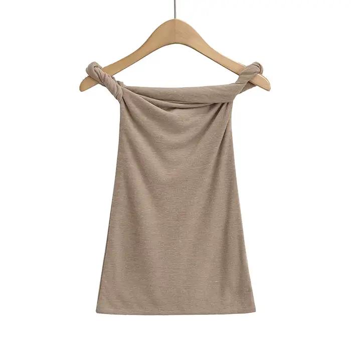 T-shirt à manches courtes et épaules dénudées pour femme