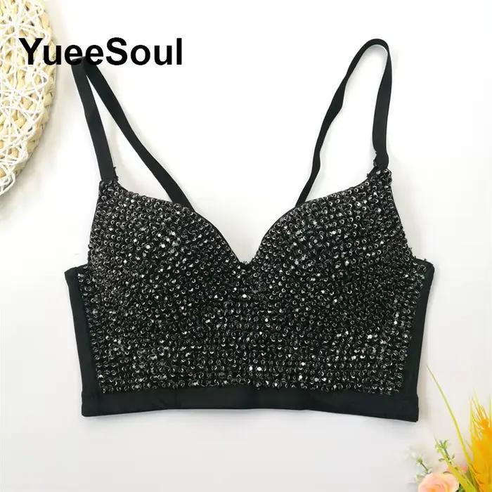 Noir culture hauts Floral diamant perle gland débardeurs 2025 été nouveau Y2K fête Club mariage haute rue Sexy femmes vêtements