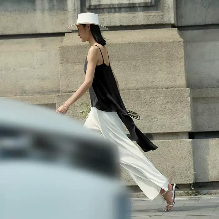 Amii Débardeur Femme Été 2026 Nouveau Modèle Sans Bretelles Double Couche Mousseline Cami Décontracté Fluide Asymétrique Sans Manches 12642154