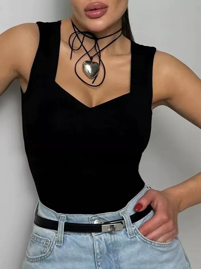 Débardeur moulant sans manches pour femme style sexy et club polyester plis ajusté printemps été bywindto