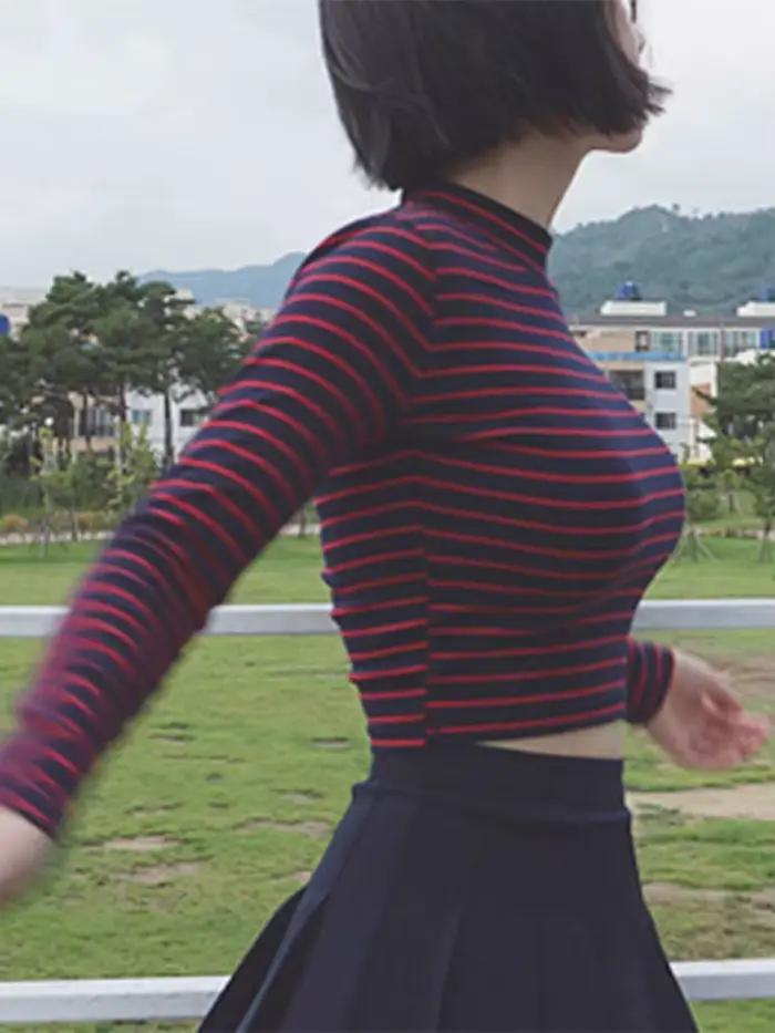 Bustier court à rayures classiques pour femmes