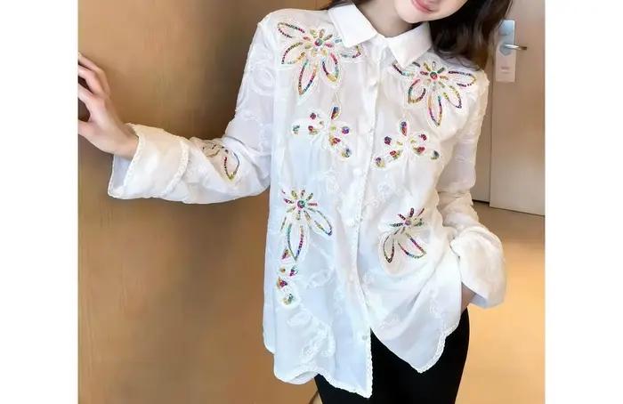 Chemise blanche femme à manches longues Printemps-Été 2026 Nouvelle collection Haut de gamme Élégance unique et raffinée