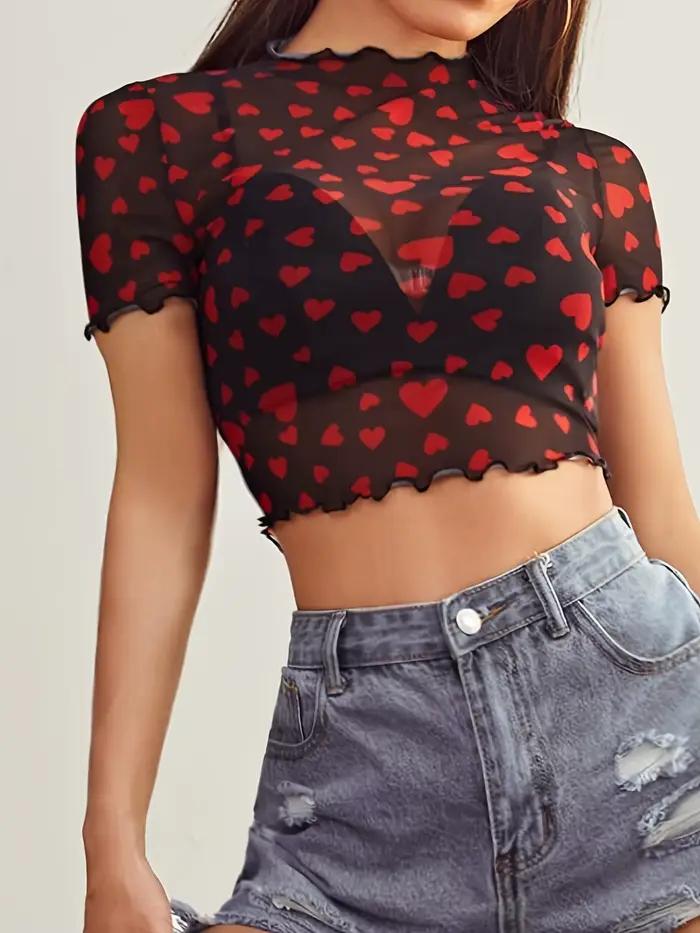 Haut en maille en forme de cœur sans soutien-gorge pour femme
