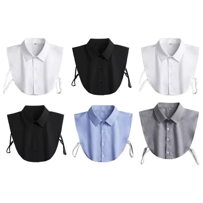Demi-chemises classiques à faux col détachable pour femmes polyester style élégant occassions professionnelles et spéciales
