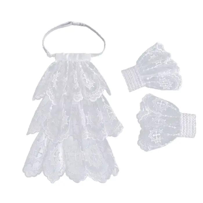 Col Claudine Vintage en Dentelle avec Motif Croisé