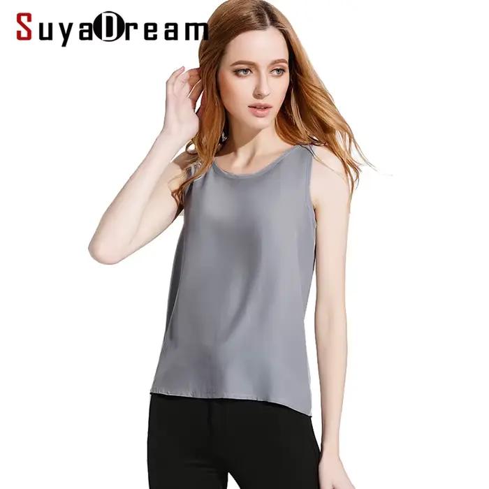 Chemise en crêpe de soie 100% soie de mûrier décontractée pour femmes occasions spéciales été gris noir rose