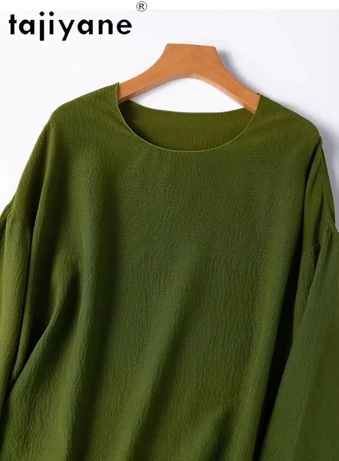 TAJIYANE 100% soie de mûrier t-shirts pour femme élégant à manches longues t-shirt décontracté hauts d'été en vrac 2025 femmes vêtements Футkus misce