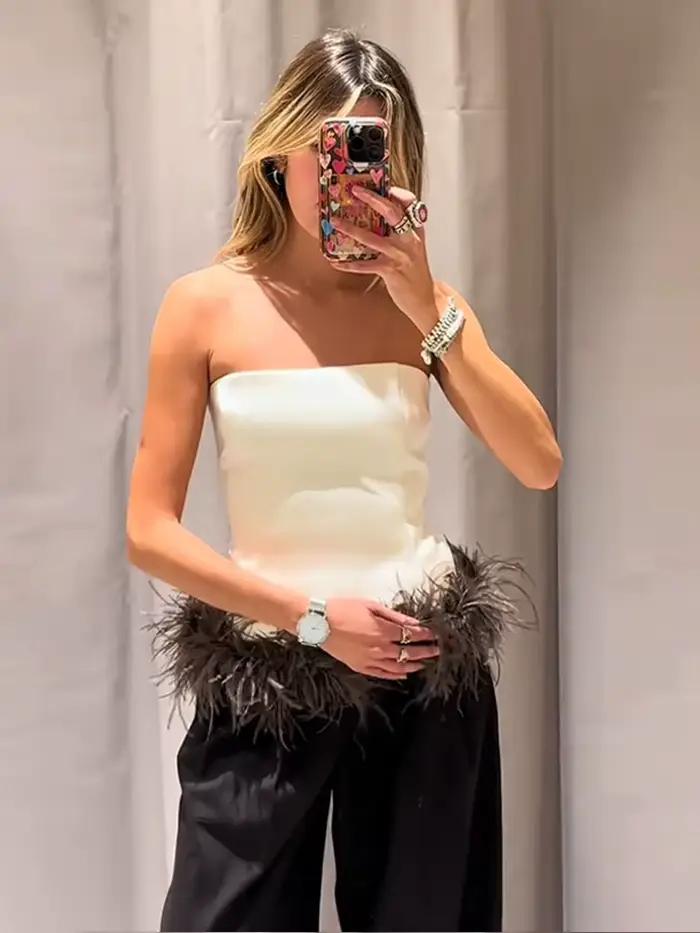 Sexy gland haut à licou femmes mode sans manches dos nu Camisole solide Long gilet femme 2025 hiver printemps Chic
