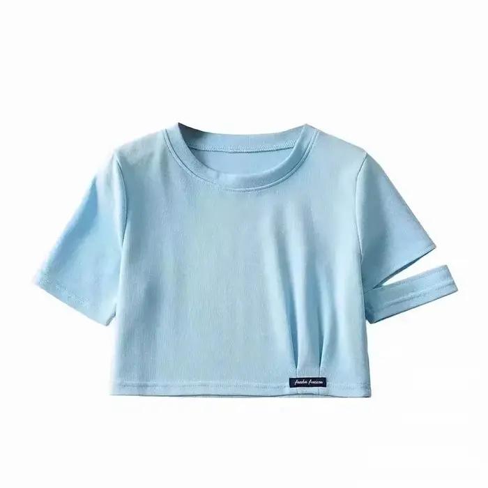 T-shirt manches courtes taille haute pour femme