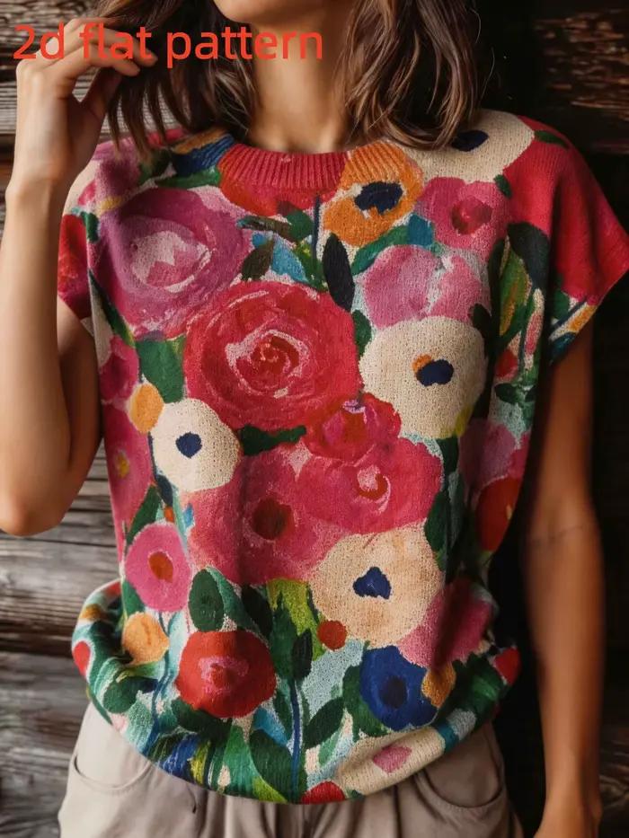 Haut pour femme sans manches à col rond