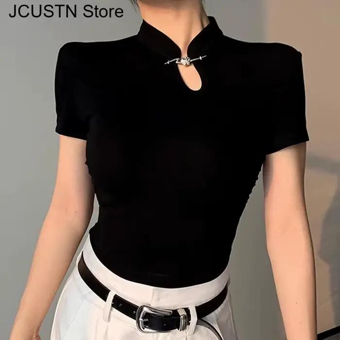 Haut Cheongsam gothique foncé Sexy pour femmes