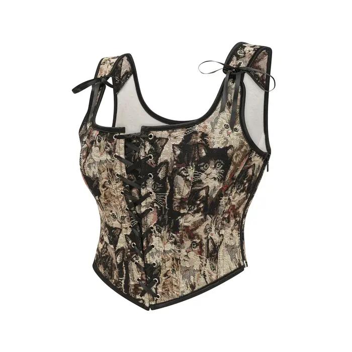 Bustier vintage à lacets sur le devant pour femmes
