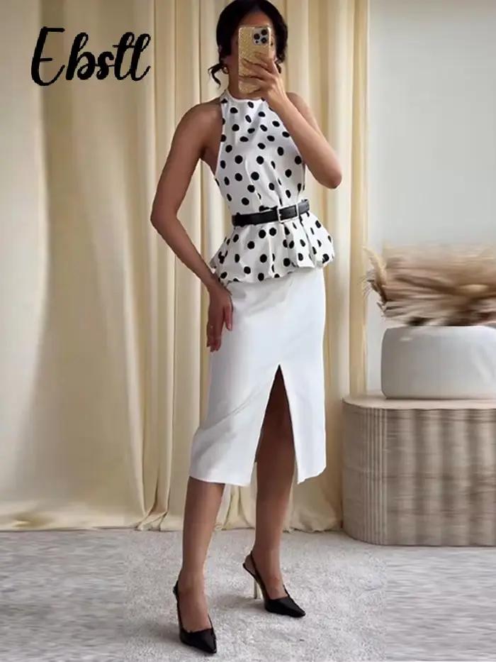 Débardeur Halter à Pois Tendance pour Femme Dos Nu, Style Streetwear Nouvelle Collection Été 2026