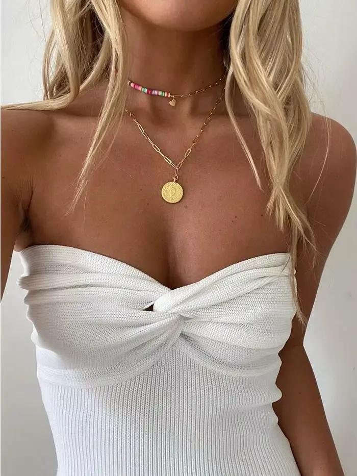 Corset sans bretelles en tube tricoté pour femme